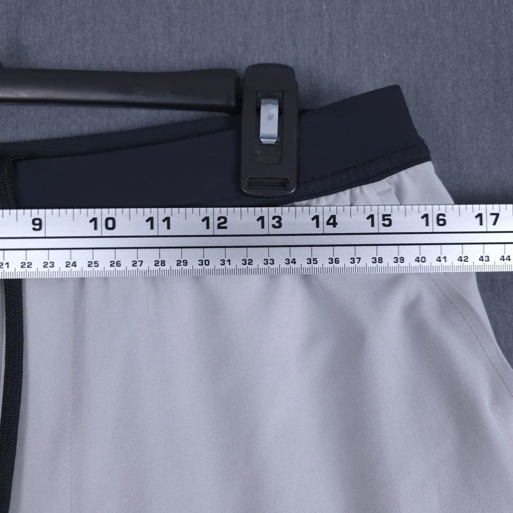 IBKUL Performance Shorts Mens Large Gray Lined Athletic Stretch Gym Running